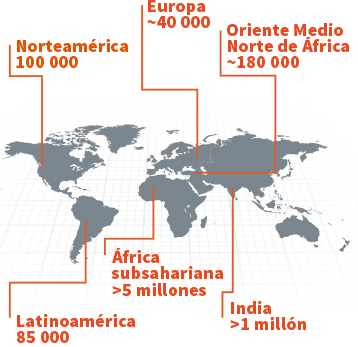 Mapa de la prevalencia de la enfermedad de células falciformes en el mundo